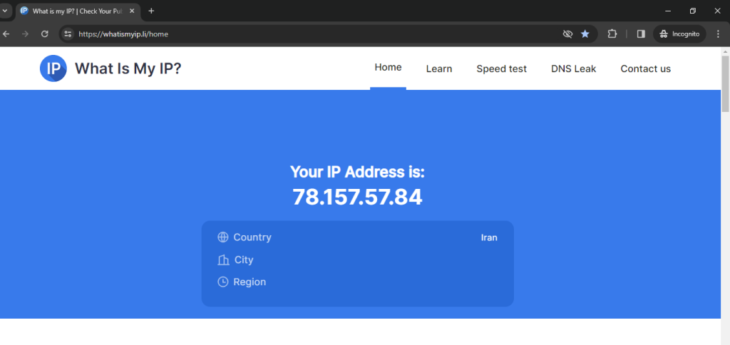 تغییر آی پی به ایران پس از اتصال به وی پی ان ایران